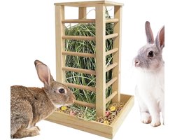 Hooi Feeder - Voerbak Kleine Dieren - Voer Georganiseerd Houden - Kauwsaf Houten Ontwerp