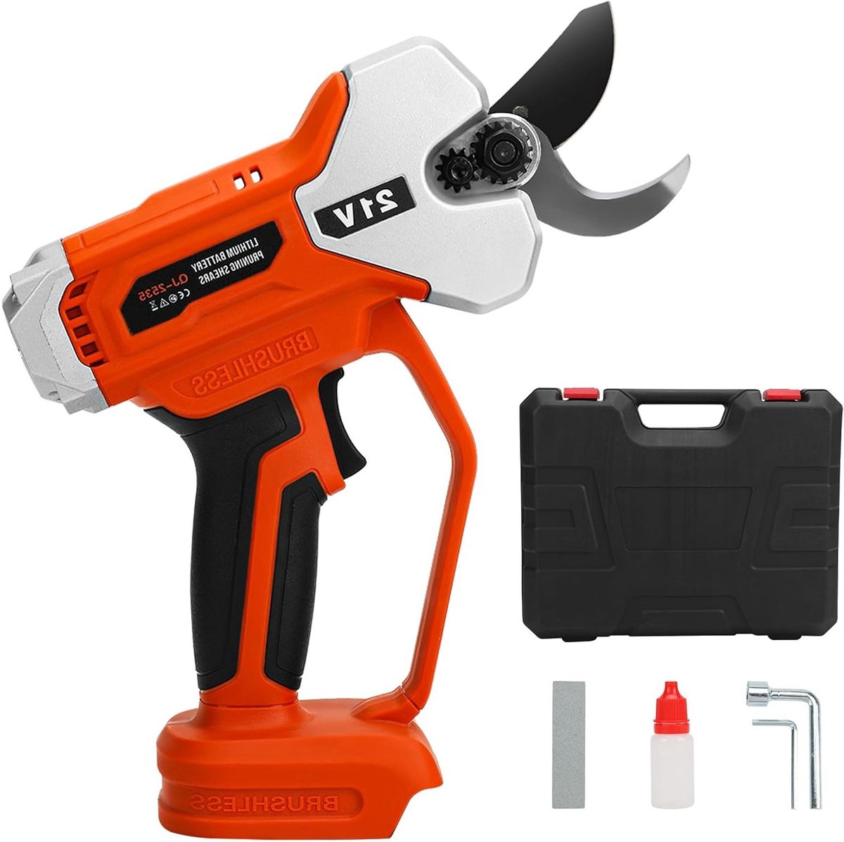 Accu Snoeischaar voor takken, struiken en stammen - 35 mm snijdiameter, veiligheidsfunctie en LED-werklamp