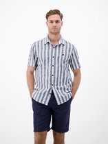LERROS Gestreept overhemd met korte mouwen van katoenmix , Maat: XL , Kleur: TRUE BLUE , 76% katoen, 24% polyester