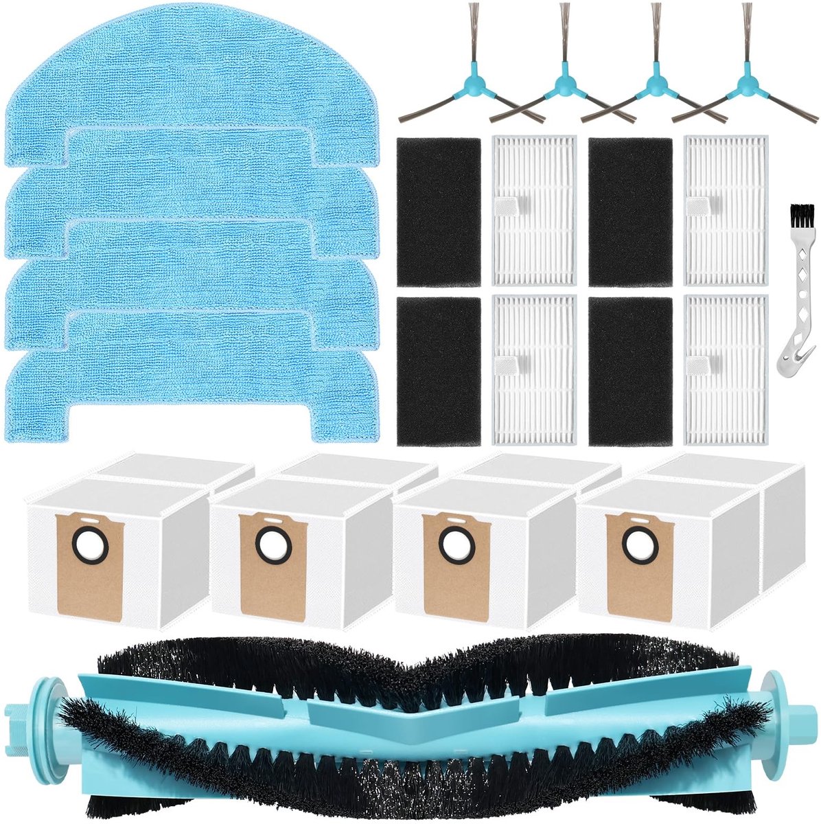 Dailygoods- Robotaccessoires 18 stuks - Hoofdborstel - Stofzakken - HEPA-filters - Schoonmaakdoeken - Zijborstels - Stofzuigeraccessoires