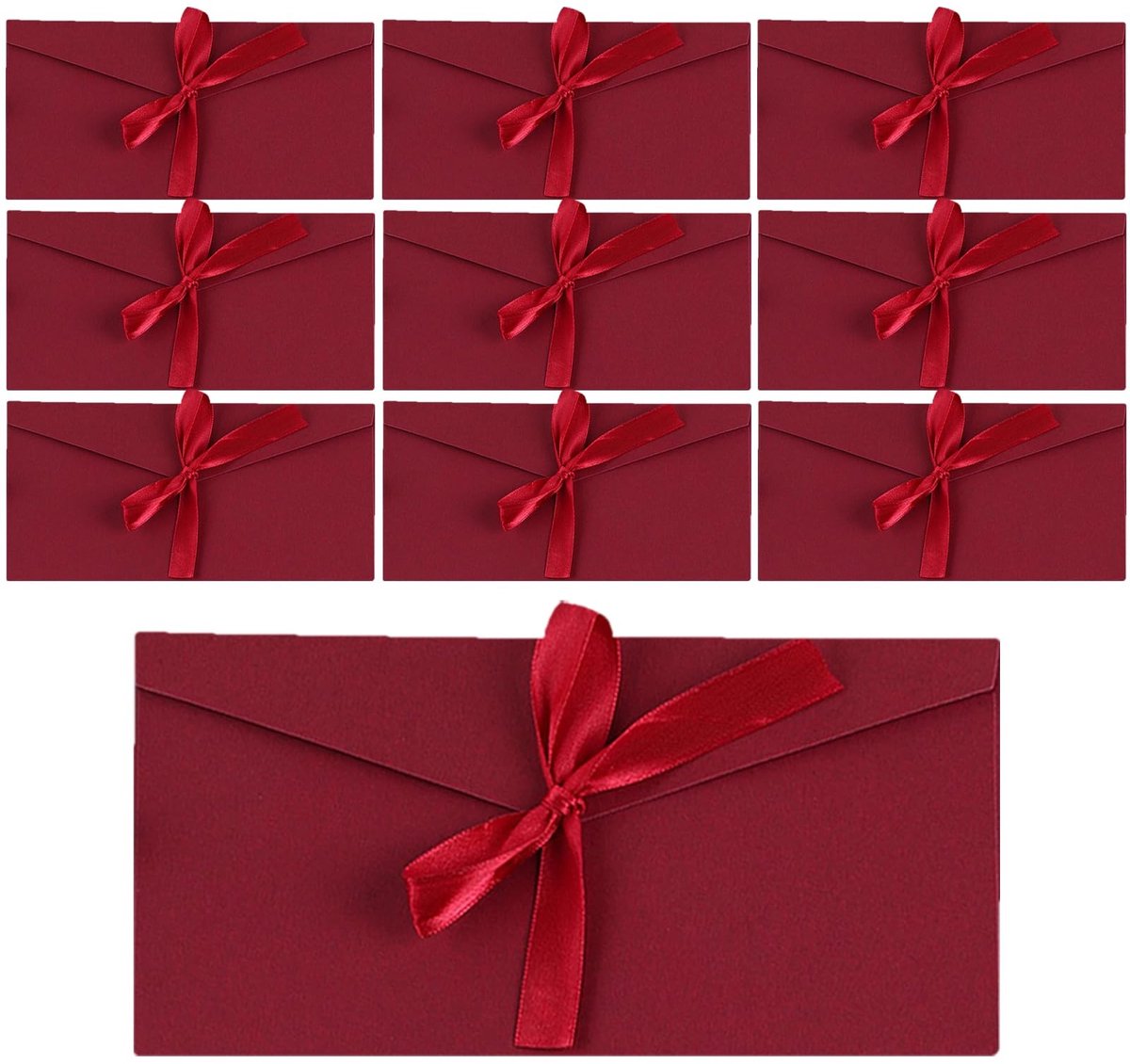 Dailygoods- Enveloppen Donkerrood - 10 Stuks - Kraftpapier - Uitnodigingsenveloppen - Vintage 20x11 cm - Sterk en Duurzaam