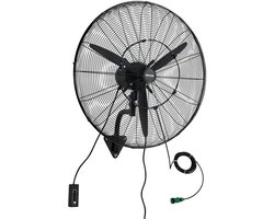 VEVOR 115W Industriële Wandventilator 81 cm, 5,9 m/s Oscillerende Wandventilator met 3-Traps Verstelbare Hoek en Nevelfunctie, Commerciële Industriële Ventilator voor Werkplaats, Garage, Magazijn, Sportschool, Zwart
