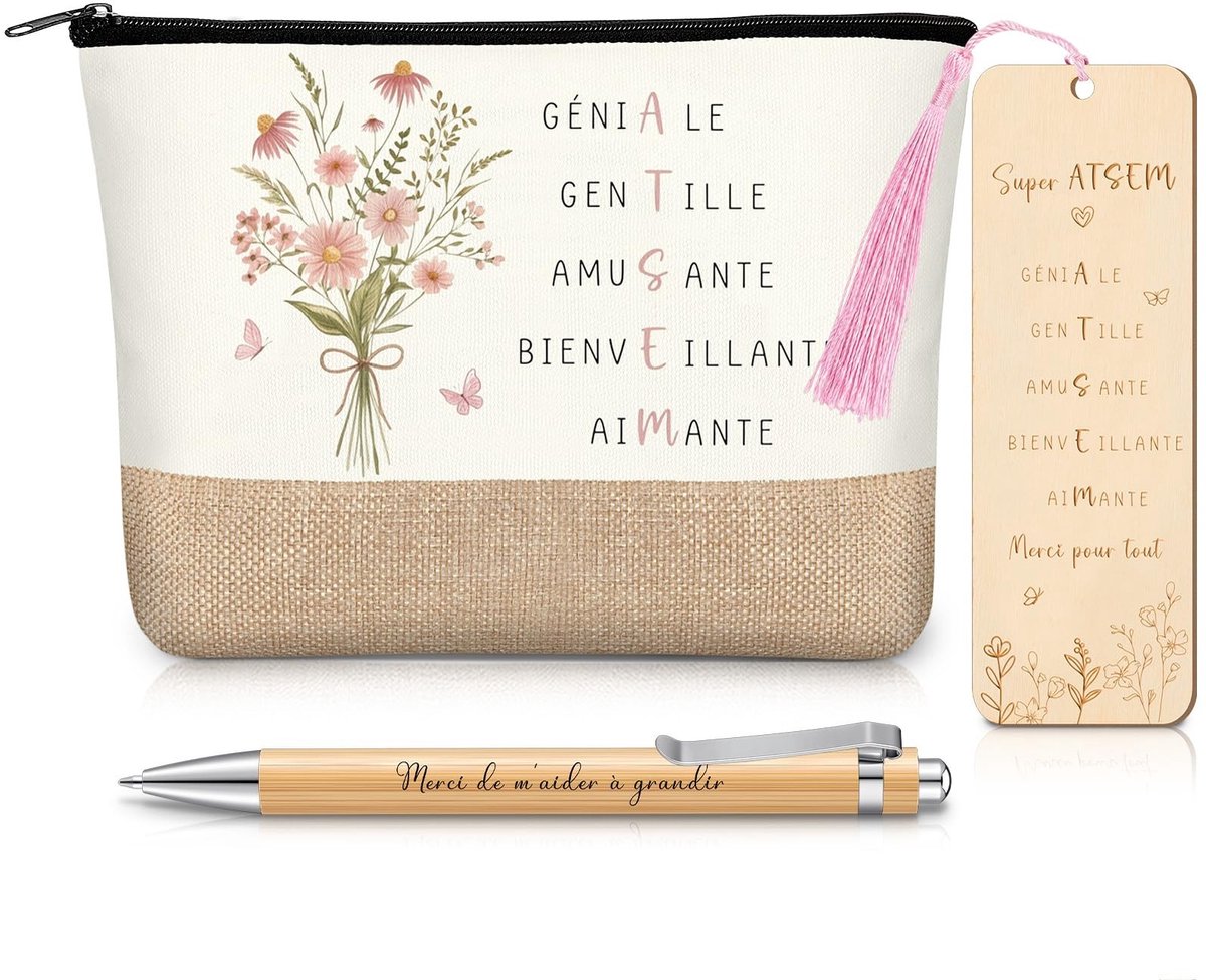 Dailygoods- Make-Uptasje met Spiegel - Make-Uptasje Klein - Cadeau voor Onderwijsassistent - Houten Boekenlegger - Essentiële Beautyproducten - Perfect voor Speciale Gelegenheden - Cosmetic Pouch