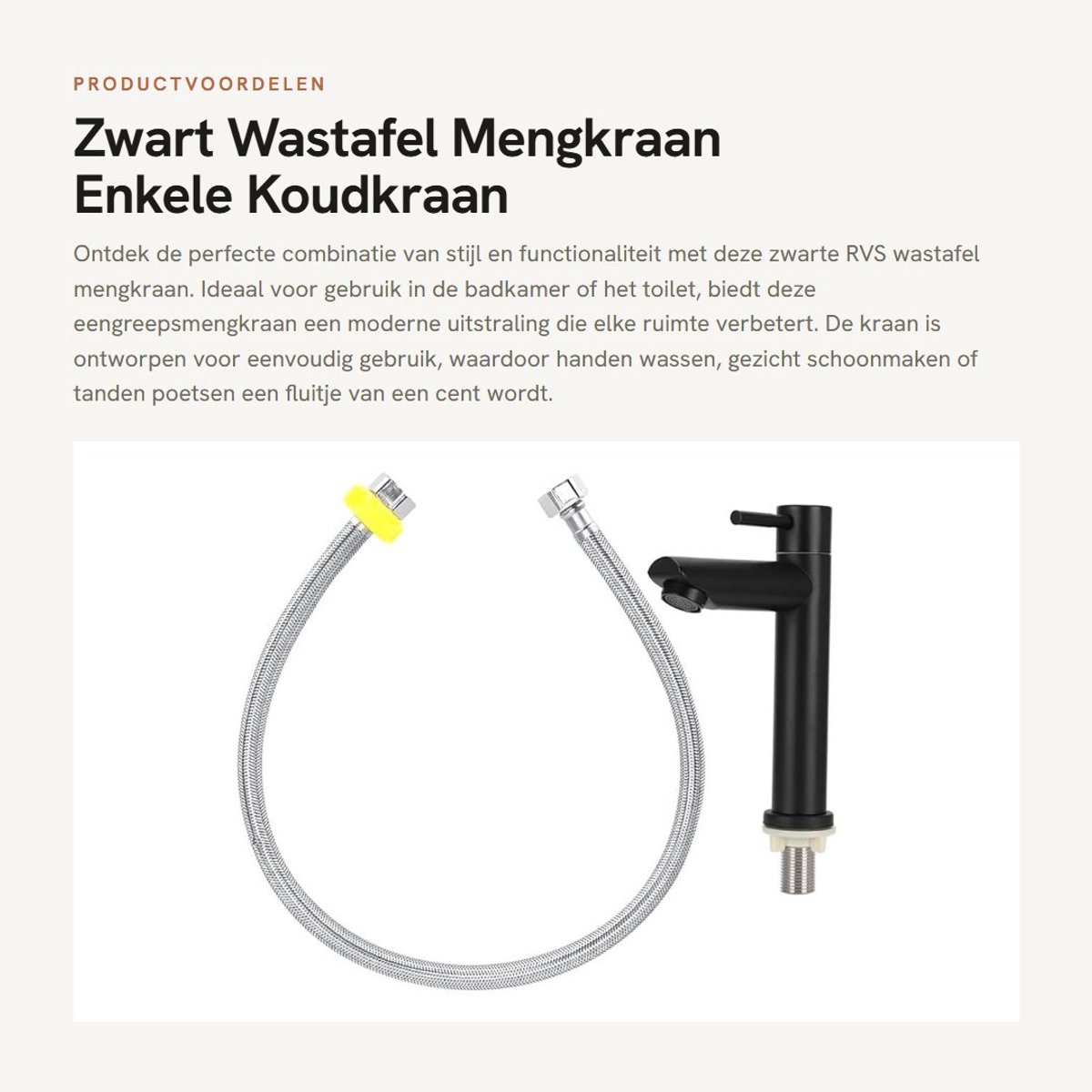Dailygoods- Wastafelmengkraan Elegante Uiterlijk - Enkele Mengkraan - Koudwaterkraan - Badkamer Accessoires - Hoogwaardige Kwaliteit - Duurzaam Ontwerp - Waterkraan
