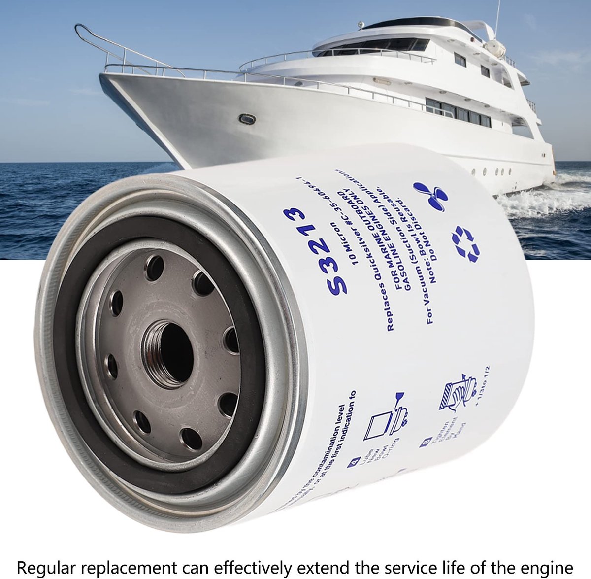 Dailygoods- Brandstoffilter Corrosiebestendig RVS - Brandstof/Water Separator - Vervangingsfilter - Afdichtingscomponenten - Duurzaam - Geschikt voor Motorboot/Yacht - Brandstofscheider
