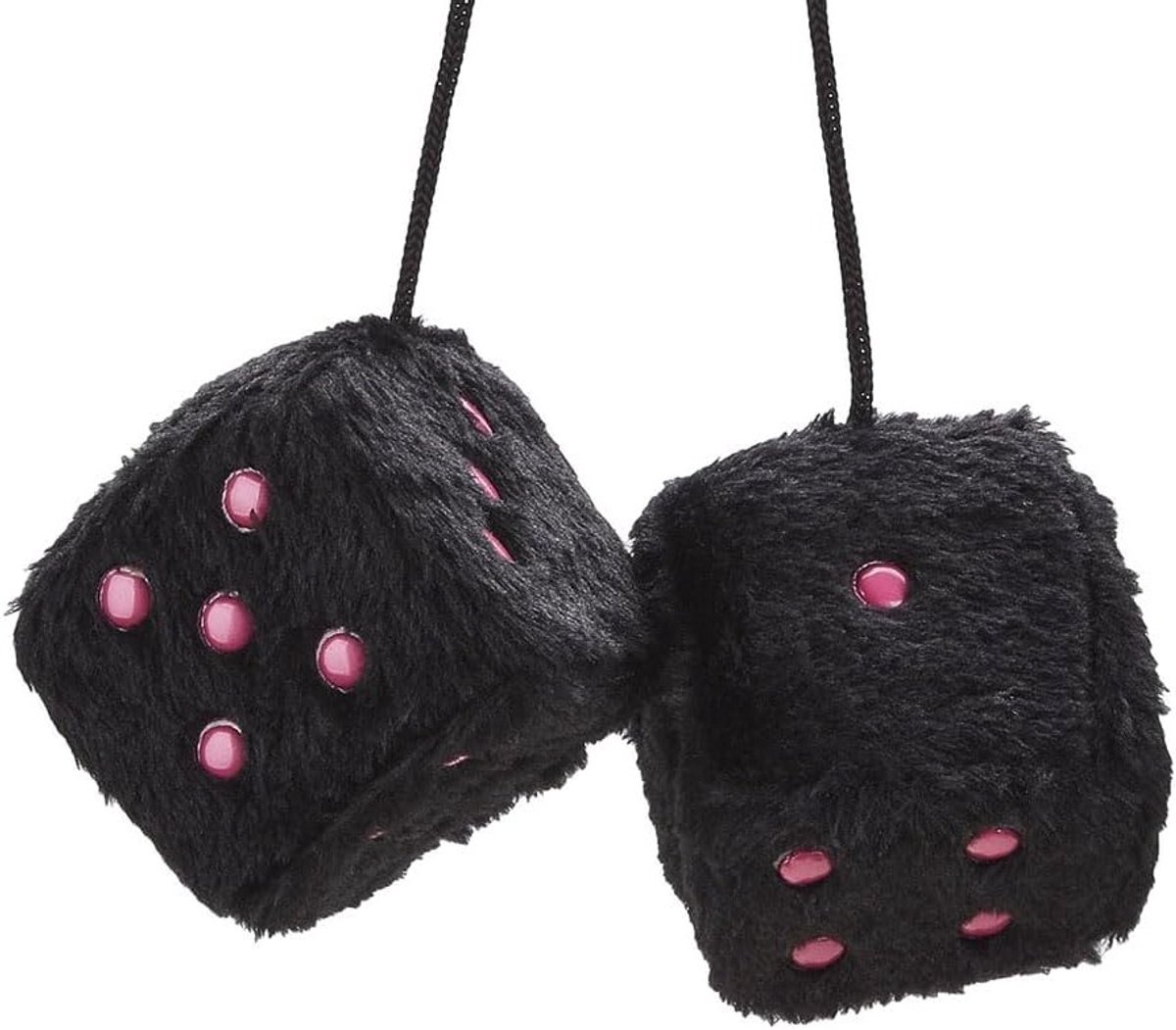 Pluche Kubus Hanger - Auto Decoratie - Auto Opvrolijken - Zacht En Ademend - 6 cm - Zwart Roze