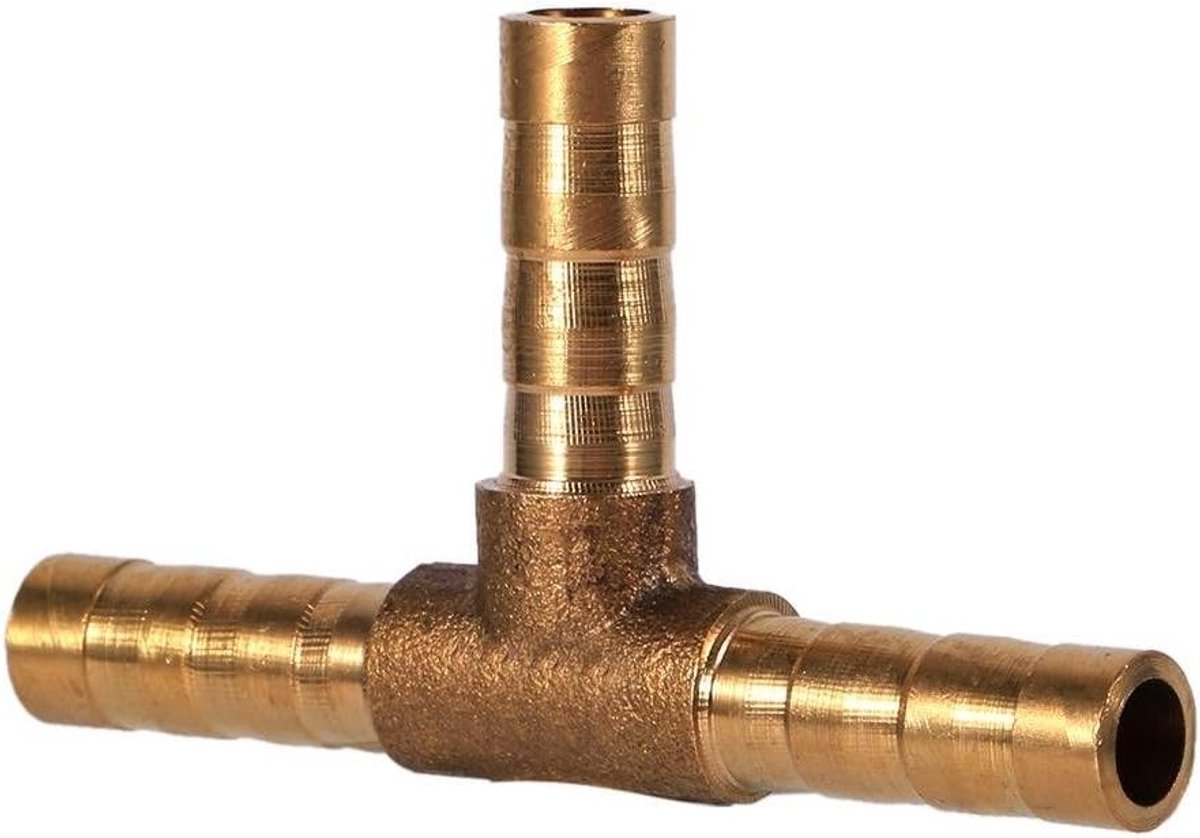 3-Weg Tee Verbinding voor Brandstofslangen - Messing Adapter voor Water, Gas en Olie (6mm) Onderhoudsaccessoire