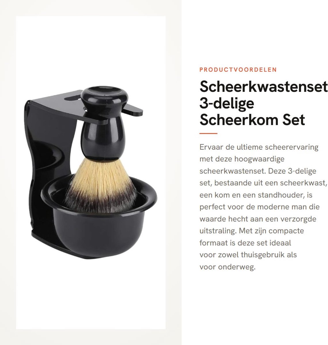 Dailygoods- Scheerkwastenset - 3 Stuks - Scheerkom - Scheerstandaard - Scheermes Houder - Perfect Cadeau voor Mannen - Klein Formaat - Scheerset