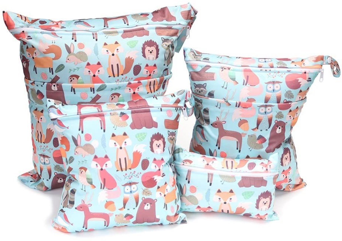 Dailygoods- Luiers - Stoffen Luiers - Natte Zak met Ritssluiting - Opvouwbaar - Lichtgewicht - Organizer voor Baby's - Polyester Waterdicht TPU - Opbergtas