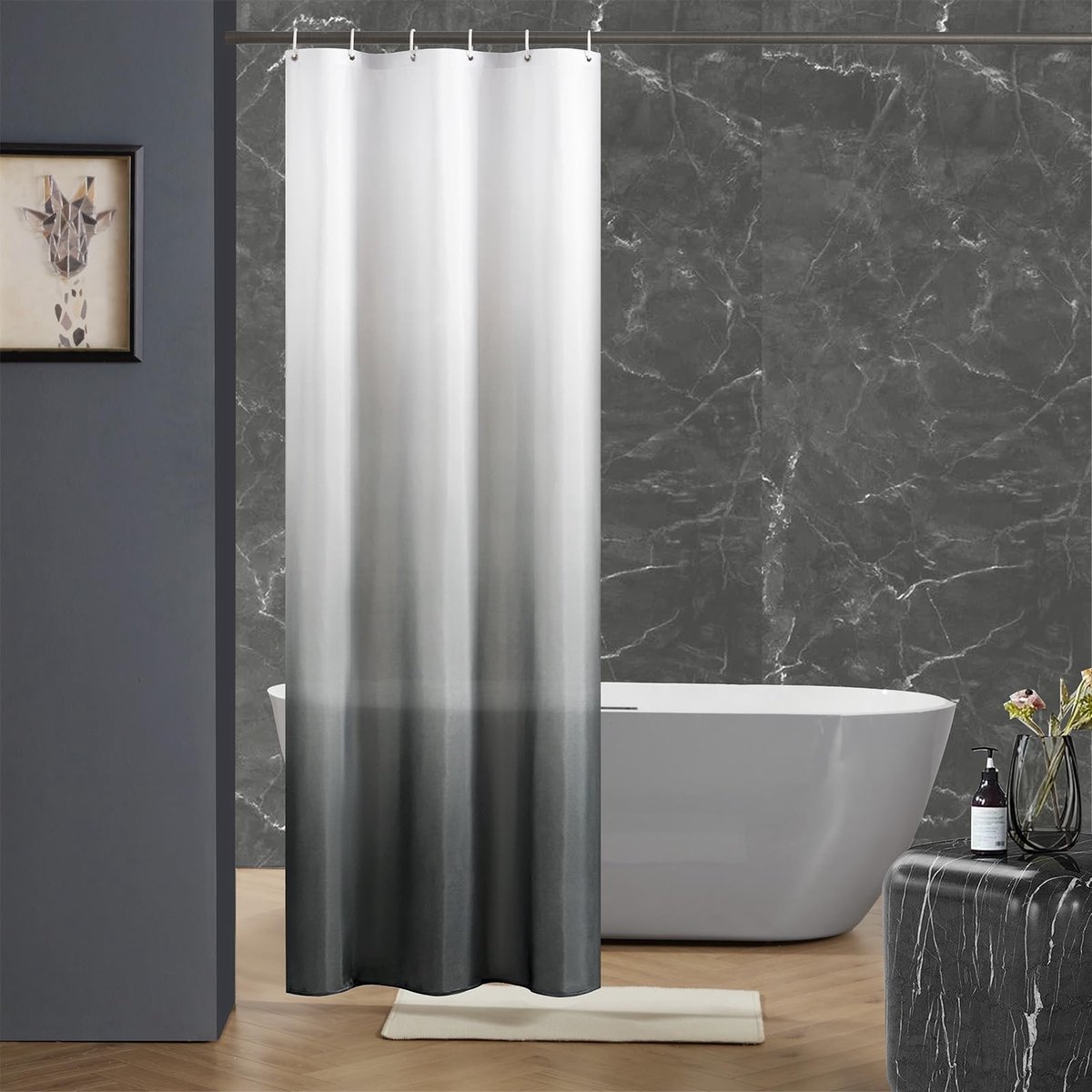 Dailygoods- Douchegordijn schimmelbestendig - Waterdicht - Wasbaar - Polyester 90x180 cm - Inclusief 6 haken - Kleurverloop - Badkamergordijn
