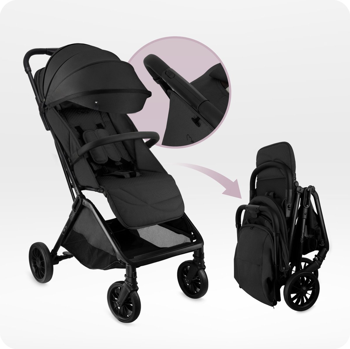 MoMi ANDREA Kinderwagen - Automatisch Inklapbaar - Zwart thumbnail 3