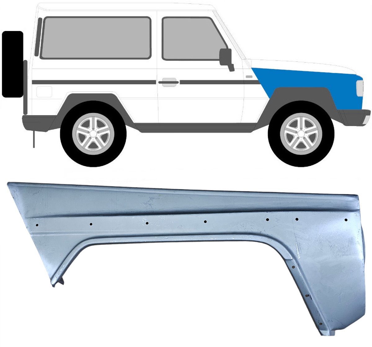 Voorste spatbord voor Mercedes G-Class W460 1979-1993 / Rechts