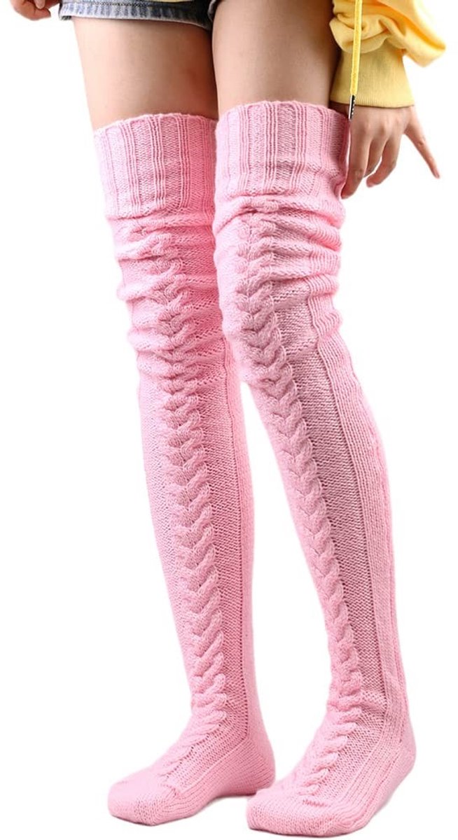 Dailygoods- Overknee-kousen Dames - Extra Lange Kniekousen - Retro Gebreide Sokken - Beenwarmers Meisjes - 85 cm/105 cm - Hoogwaardig Acryl