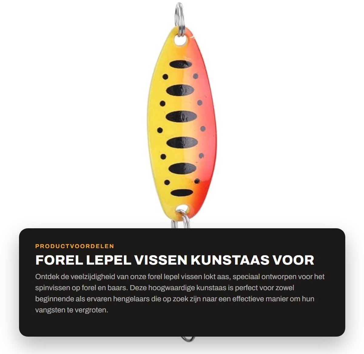 Dailygoods- Kunstaas - Forel Lepel - Aas voor Roofvis - Set voor Spinvissen - Char/Baars - Oranje/Zwarte Stip - Vissersaas
