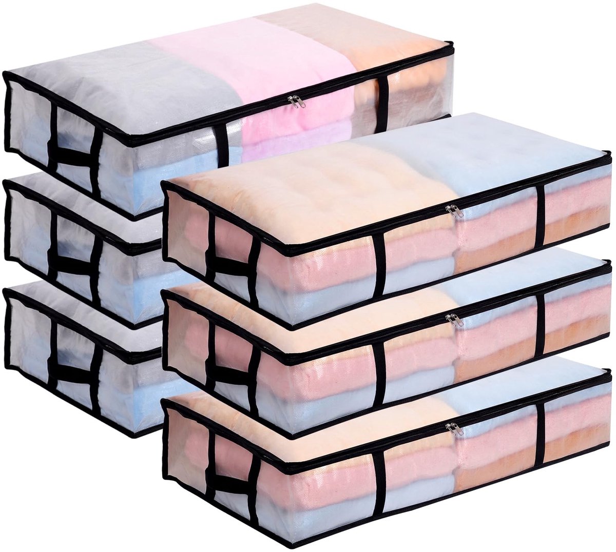 Dailygoods - 6 stuks Onderbed Opbergdoos met Deksel - Transparante Opbergtas