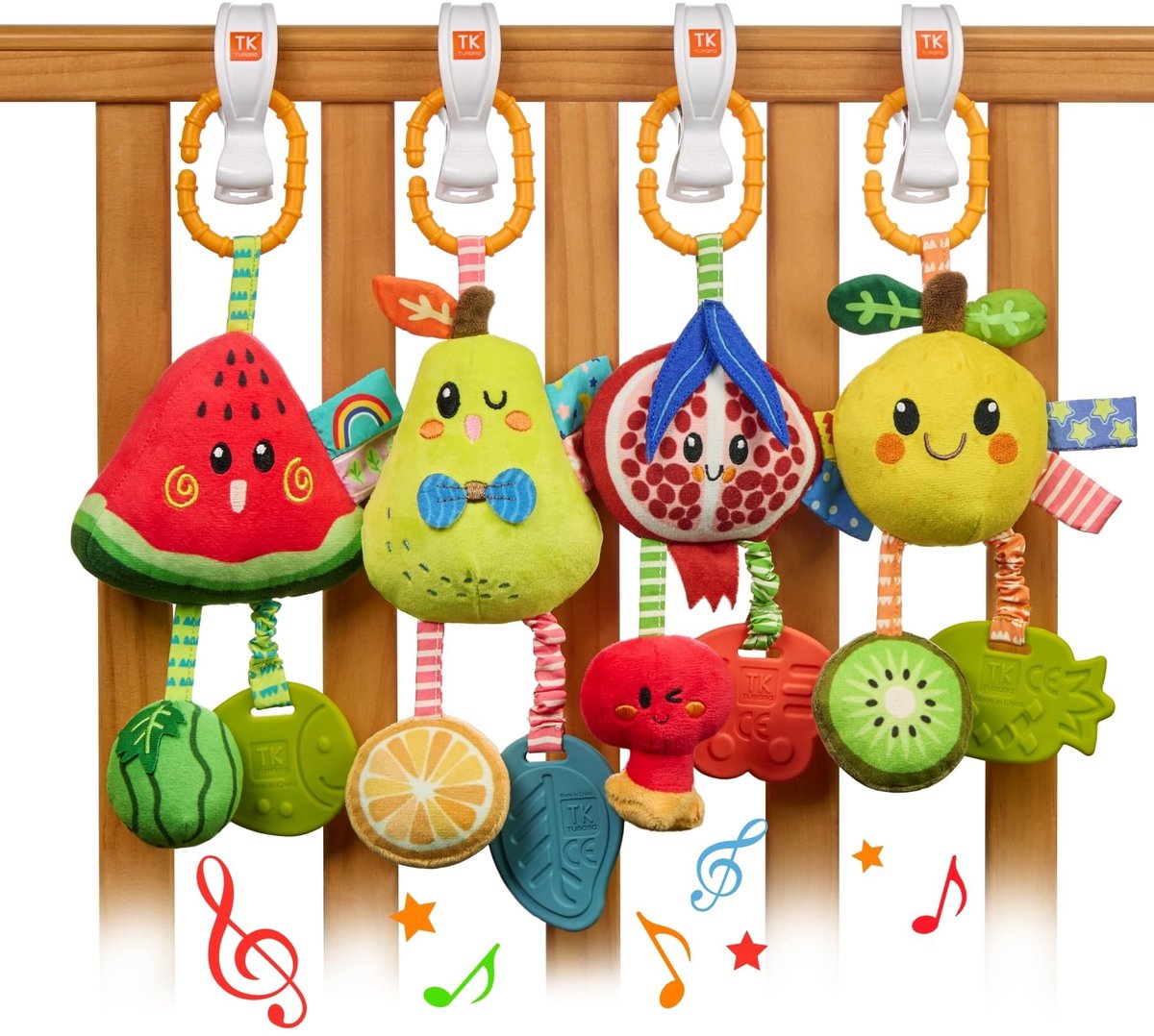 Dailygoods- Rammelaarspeelgoed Sensorisch Leerspeelgoed - Pluche Citroenrammelaars - Bijtring - Voor Babywagen - Geschikt voor 0-9 Maanden - Babyspeelgoed