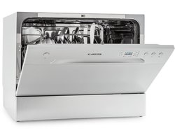 Klarstein Vaatwasser mini- voor 6 couverts, stille UV-vaatwasser, compact met 6 wasprogramma's, kleine tafelvaatwasser voor thuis, kantoor, camping, mini-vaatwasser met wateraansluiting - Vaatwasmachine - 6 Maatgedekken 45 cm 1380W - AquaStop Inbouw