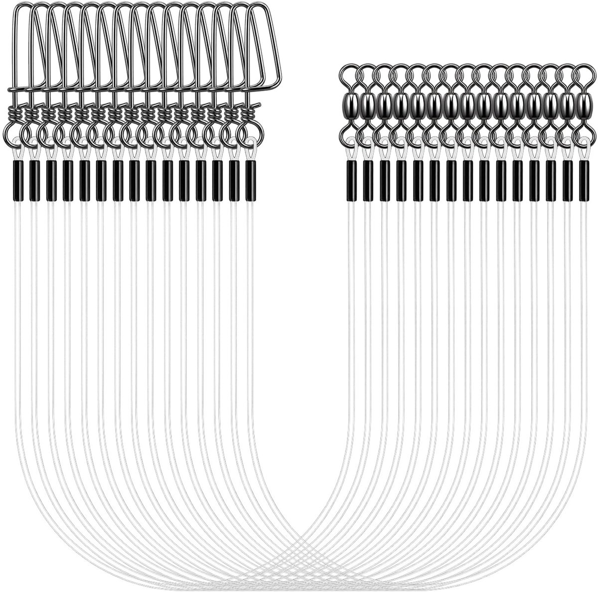 Dailygoods- Fluorocarbon Leiders 15 Stuks - Transparant - Onderlijnen Roofvis - Onderlijn Karper - Slijtvast - 30 cm - Stevige Wartel en Snap