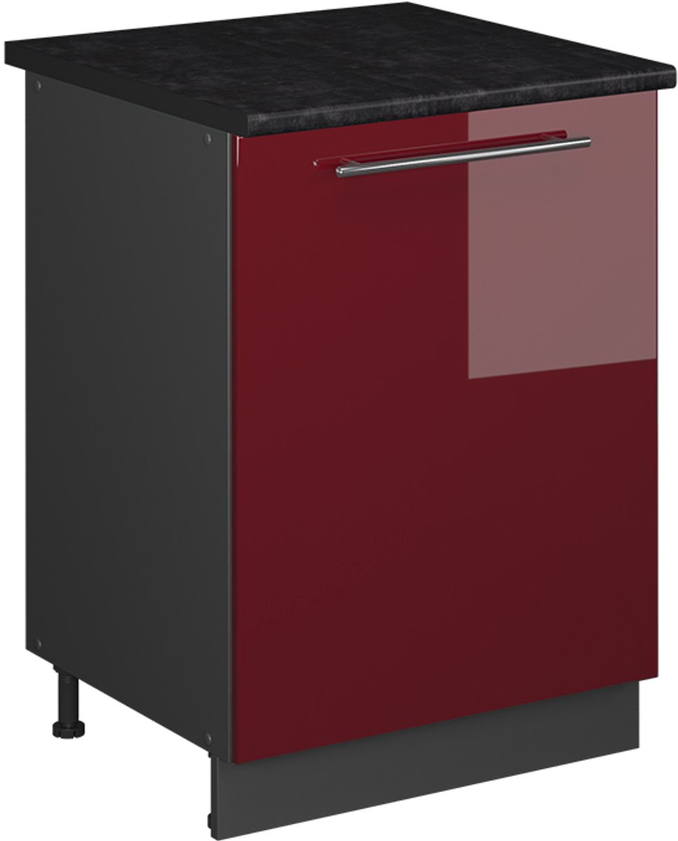 Vicco Wastafelkast Fame-Line, Bordeauxrode hoogglans/Antraciet, 60 cm