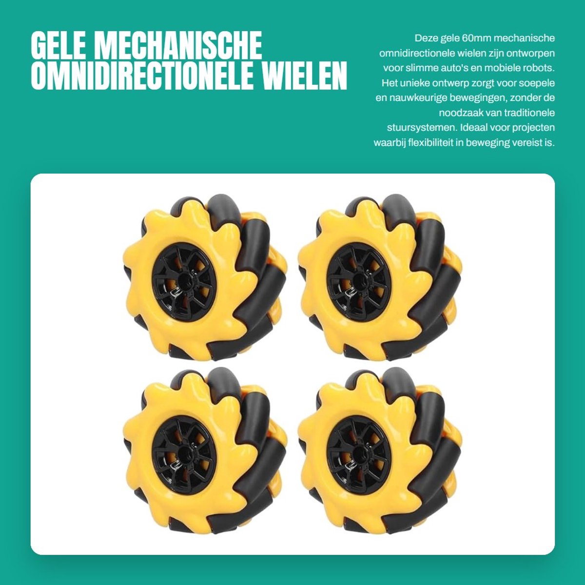 Solidchoice- Mechanische Wielen 60mm - Omnidirectionele Wielen - Lichtgewicht - Energiezuinig - Voor Mobiele Robots - Flexibele Beweging - Robotwielen