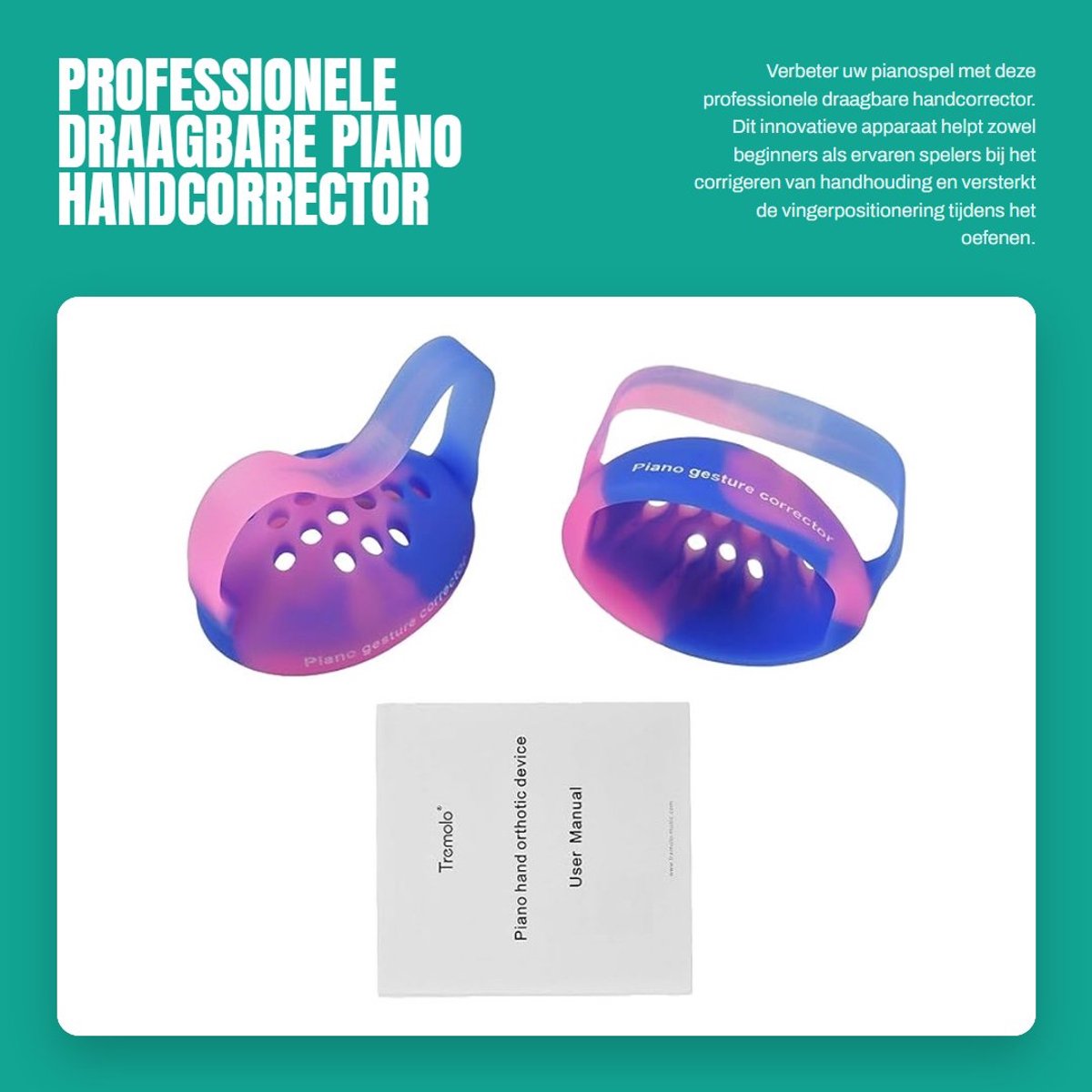 Solidchoice- Vingertrainer Professionele Handcorrector - Grip Trainer - Draagbaar - Ademend - Elastisch - Siliconenmateriaal