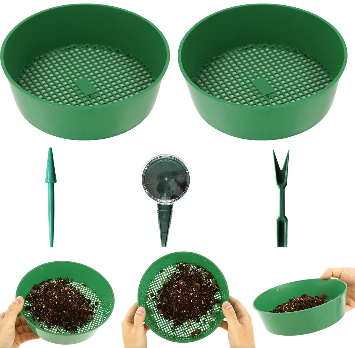 Solidchoice- Tuinzeef Set - 5 Stuks Tuingereedschap - Hoogwaardig PP-Plastic - Zaailingenvoeder - Grondschep - Voor Mini Tuin/Balkon