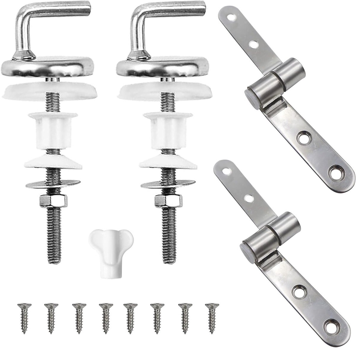 Toiletbril Bevestiging Set van 2, RVS Reserve Onderdelen, Universele Toiletdeksel Montage, Accessoires en Scharnieren voor Toiletbril Bevestiging