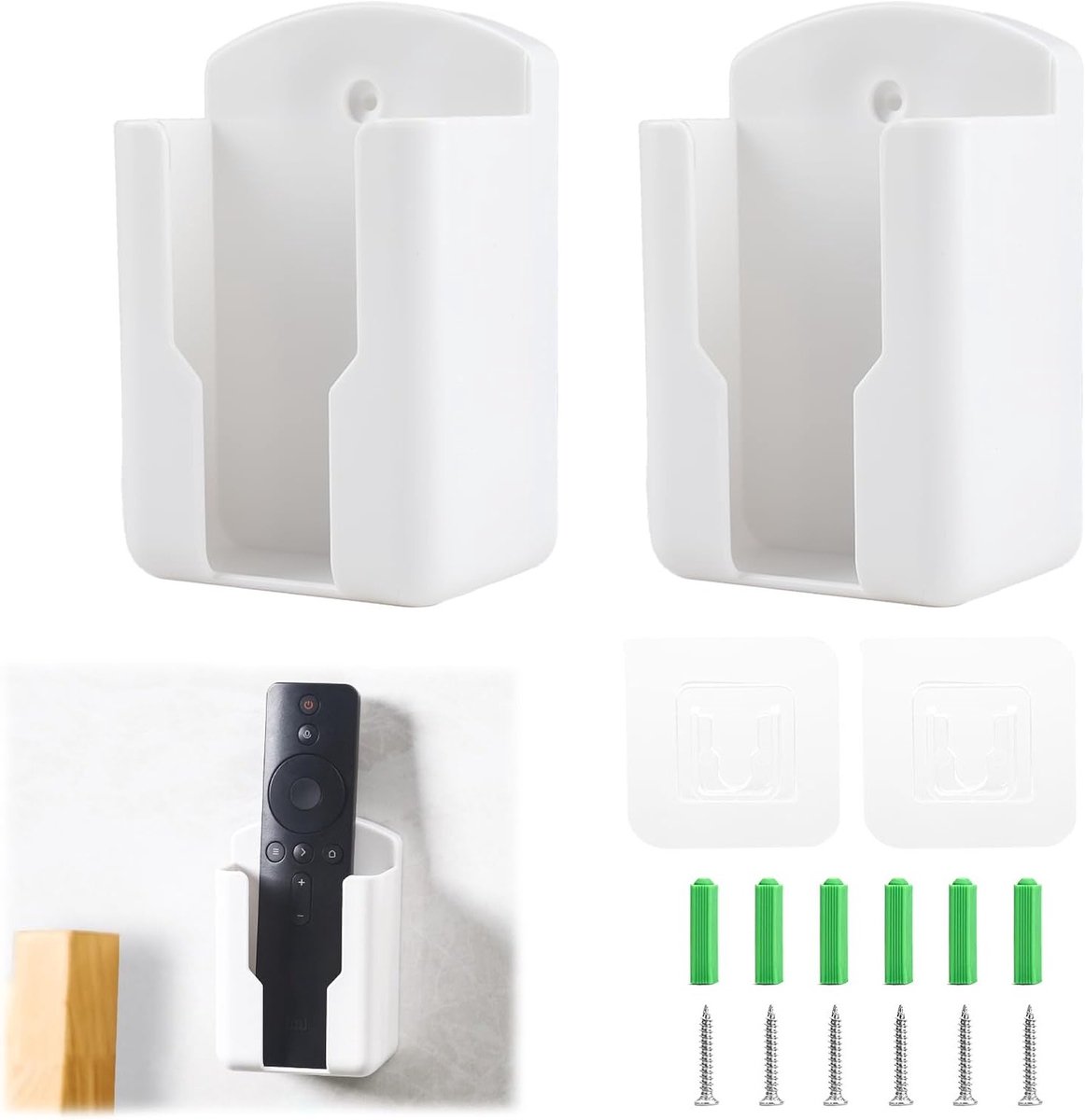 Afstandsbediening Houders - Opbergers Set - Orde Scheppen - Muurbevestiging Mogelijk - 2 Stuks - Wit