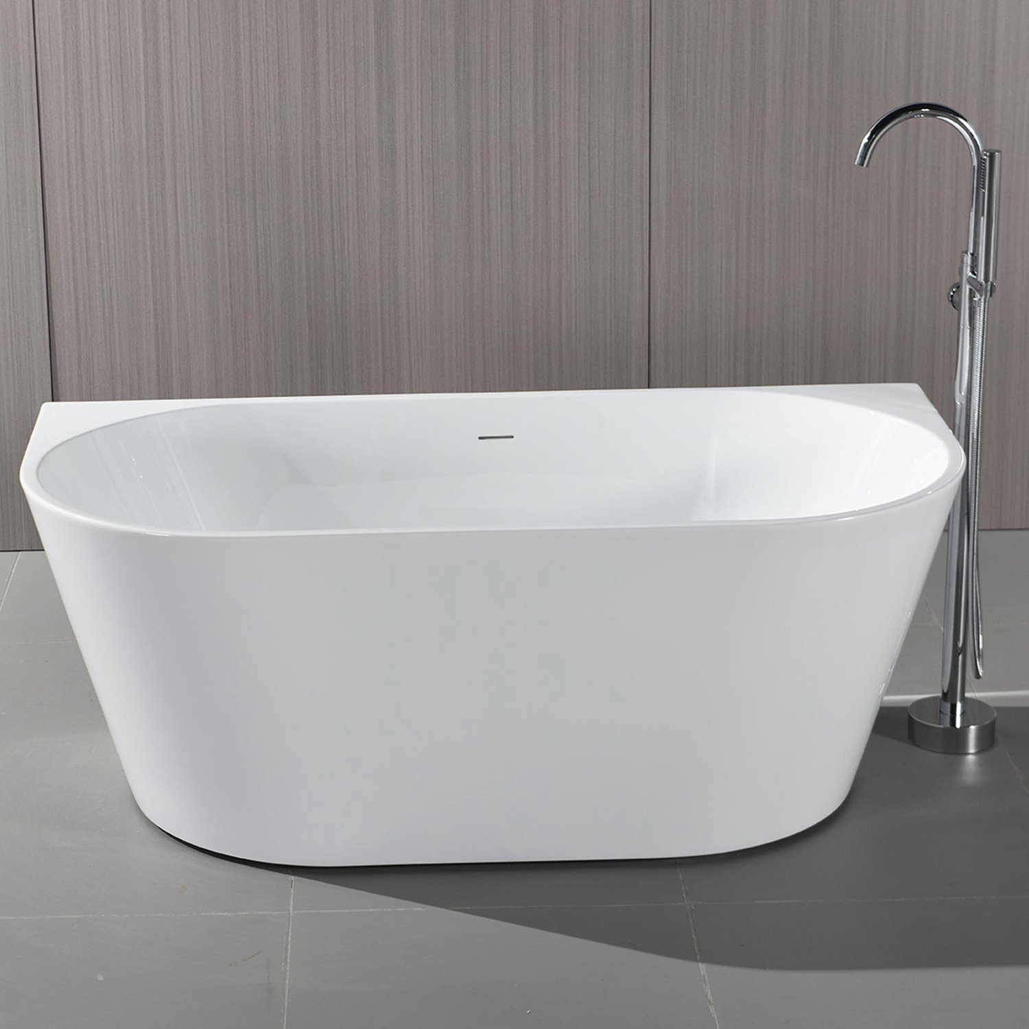 H&F Halfvrijstaand Bad 170x78 cm Wit – Strak Acryl Designbad met Spa-gevoel voor Elke Badkamer