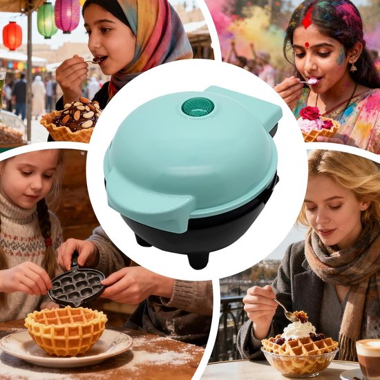 Wafelhoornmachine - IJshoornmaker - Desserts Maken - Gelijkmatige Warmte - 12.4 cm Diep - Blauw — afbeelding 2