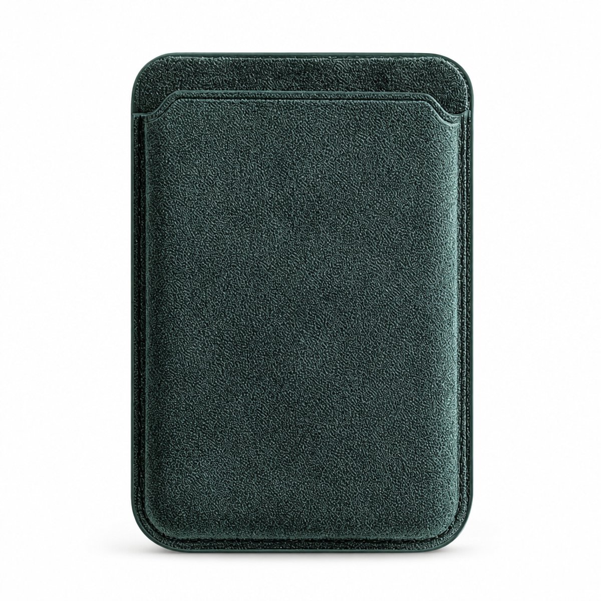 Mastersøn Alcantara Magsafe Wallet - Portemonnee - Pasjeshouder met Standaard - Apple iPhone - Kaarthouder - Groen