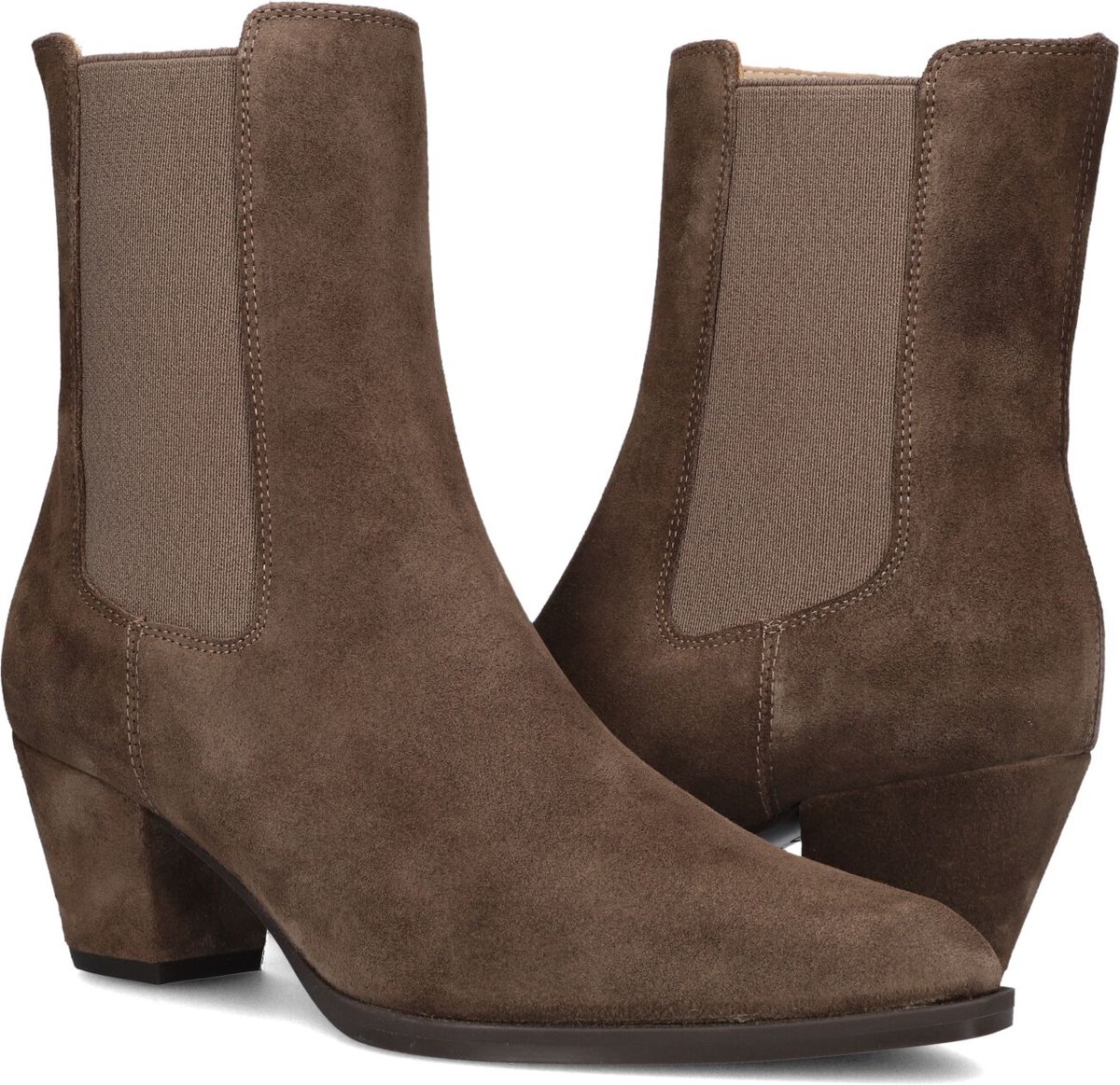 Unisa Leyla Enkellaarsjes - Enkelboots met rits - Dames - Bruin - Maat 39