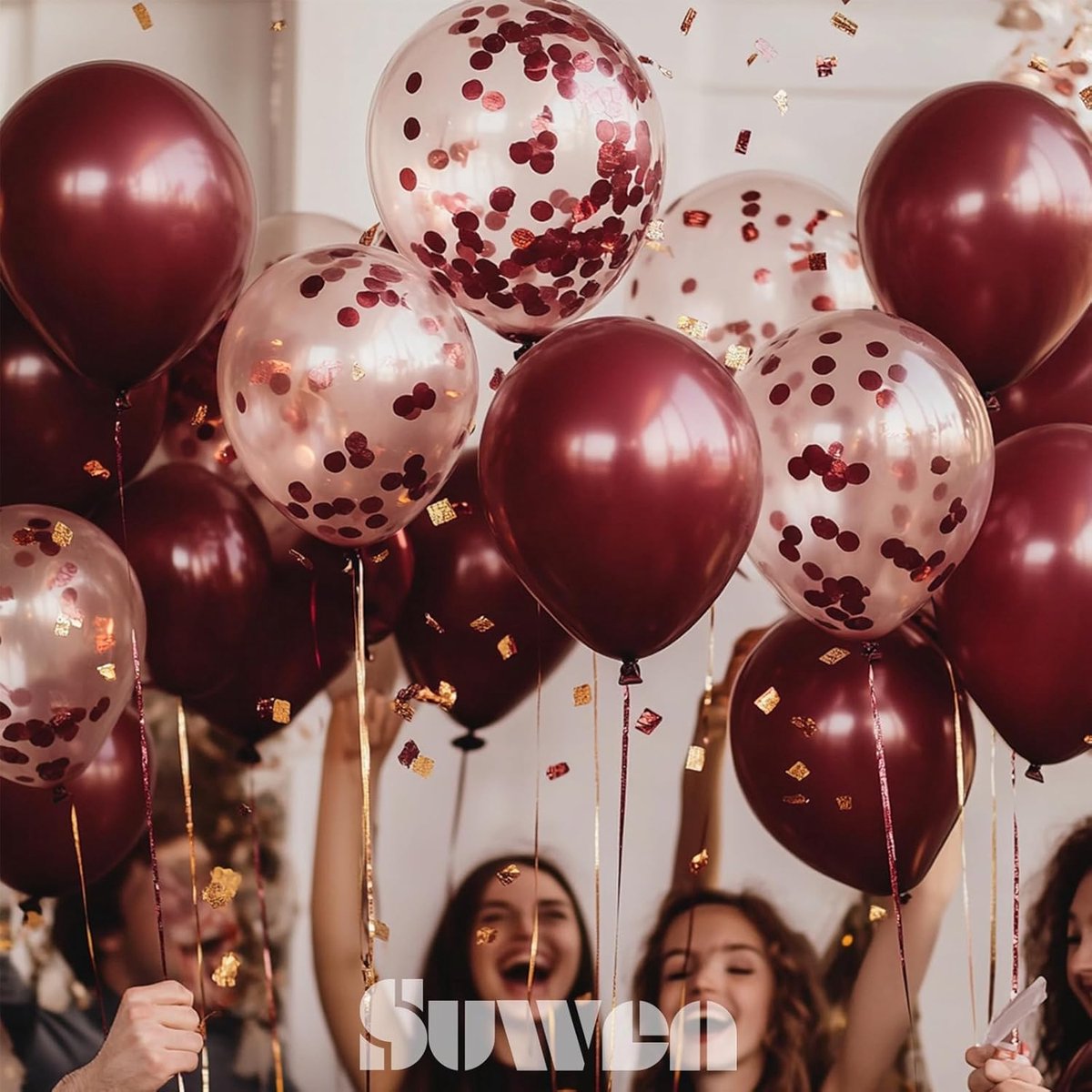 Ballonnen set burgundy - 47 delige latex ballonnen - confetti ballonnen - perfect voor verjaardagen - ShopVlot