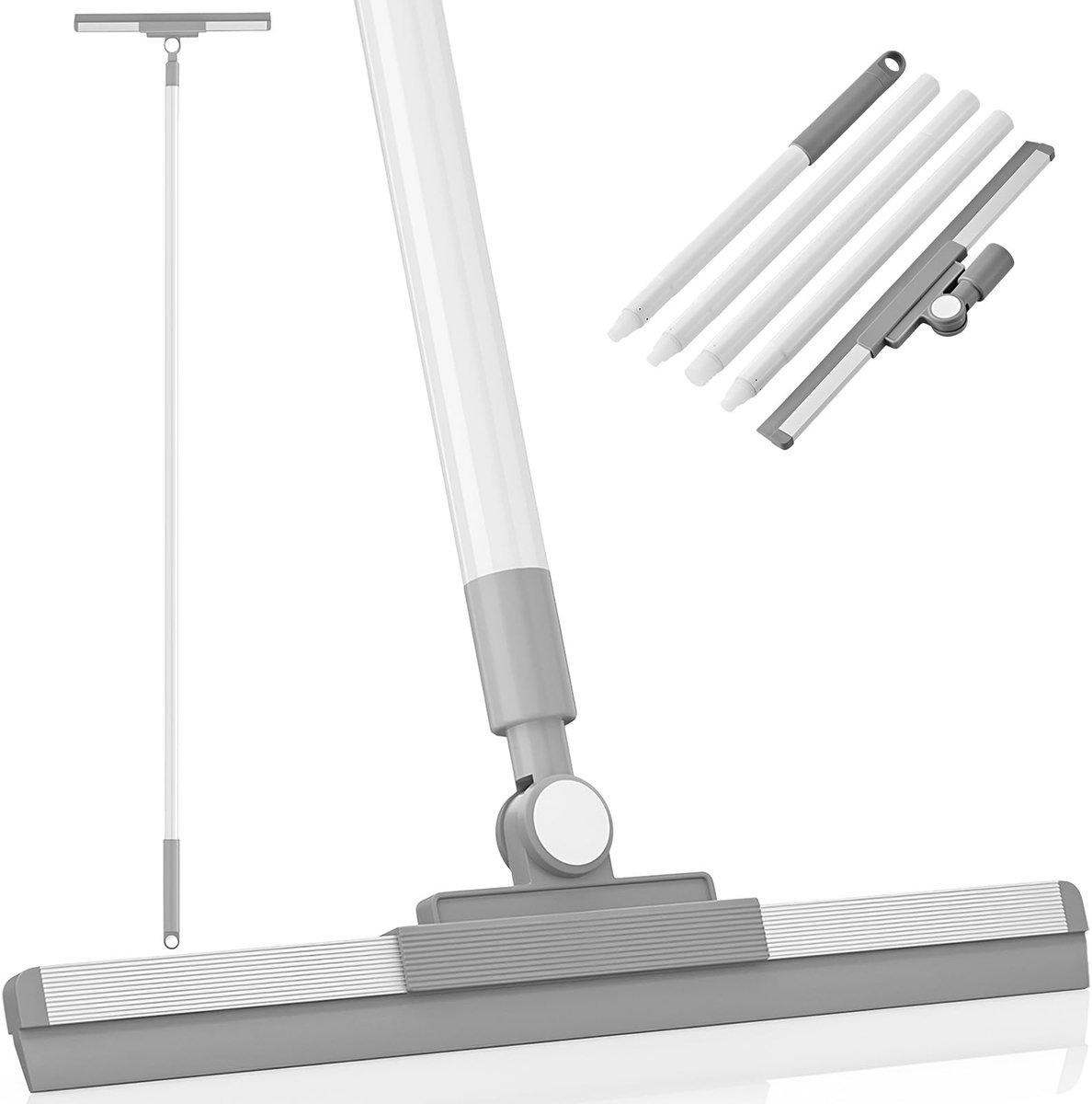 Vloertrekker, breed, 36 cm, met lange verstelbare handgreep, rubberen douchewisser, professionele raamschraper - ShopVlot