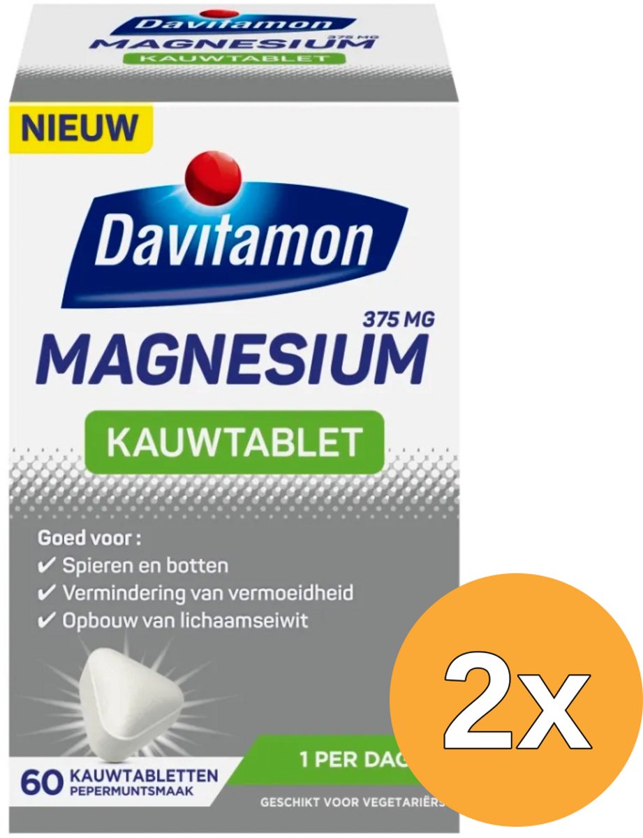 2x Davitamon Magnesium (60 kauwtabletten)