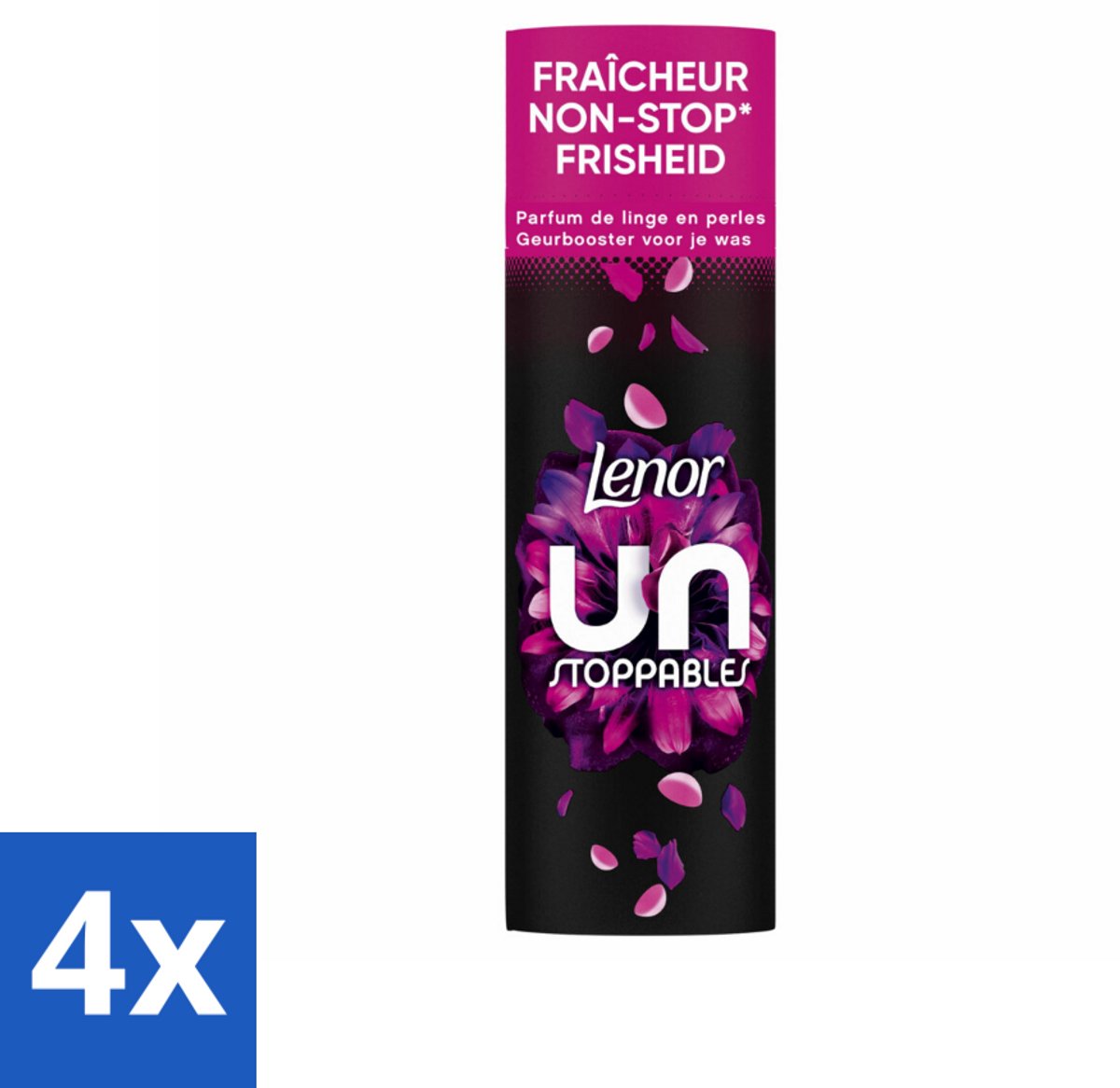 4 x Lenor Unstoppables - Geurbooster - Bloemen Fris - Non-Stop Frisheid - 19 Wasbeurten - Lenor Geurbooster - Unstoppables - Langdurige Geur - Bloemengeur - Wasverzachter
