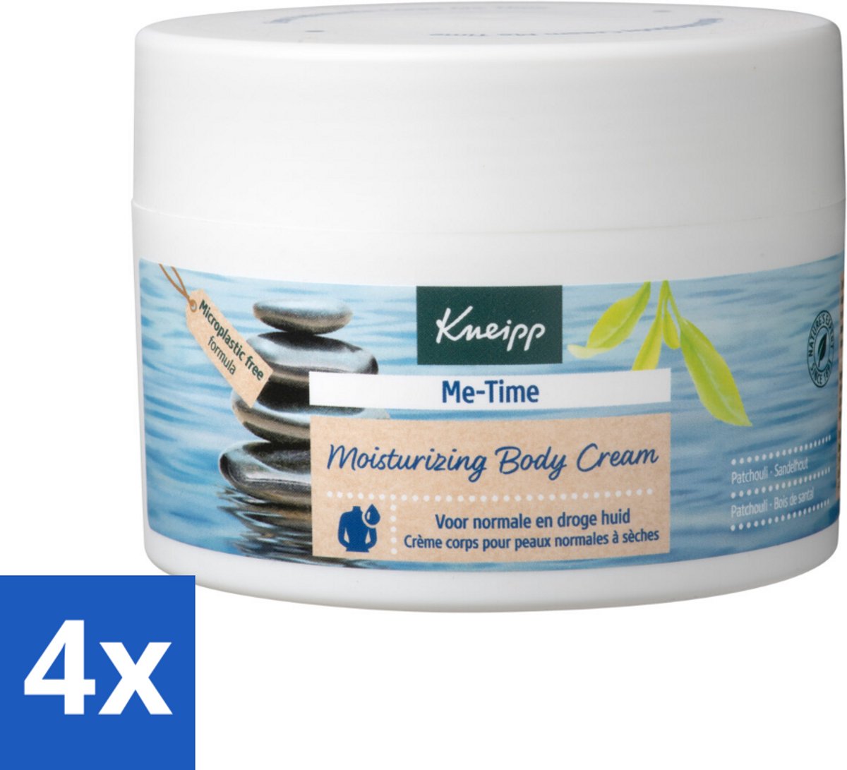 4 x Kneipp - Body crème - Me‑Time - Patchouli & Sandelhout - 200 ml - Lichaamscrème - Verzorging - Droge Huid - Normale Huid - Hydraterend