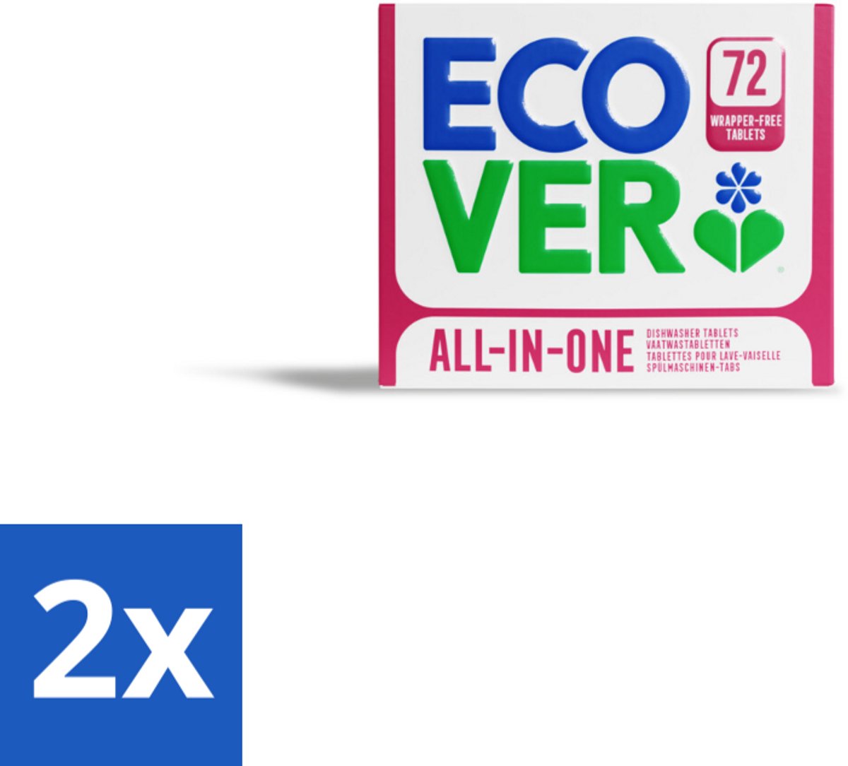 2 x Ecover - Vaatwastabletten All-in-One - Lemon & Mandarin - 72 Tabs - Vaatwastabletten - Vaatwasser - Milieuvriendelijk - Biologisch Afbreekbaar - Plantaardige Reiniging