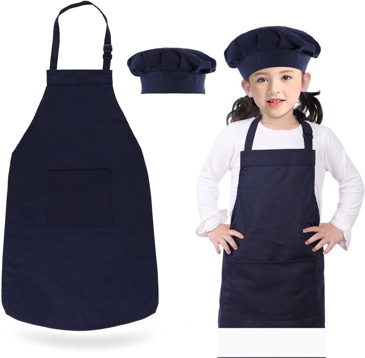 Kinderschort en Kookmuts Set - Verstelbaar, Poly Katoen - Met Zakken, Voor 4-12 Jaar - Perfect voor Koken en Bakken - ShopVlot