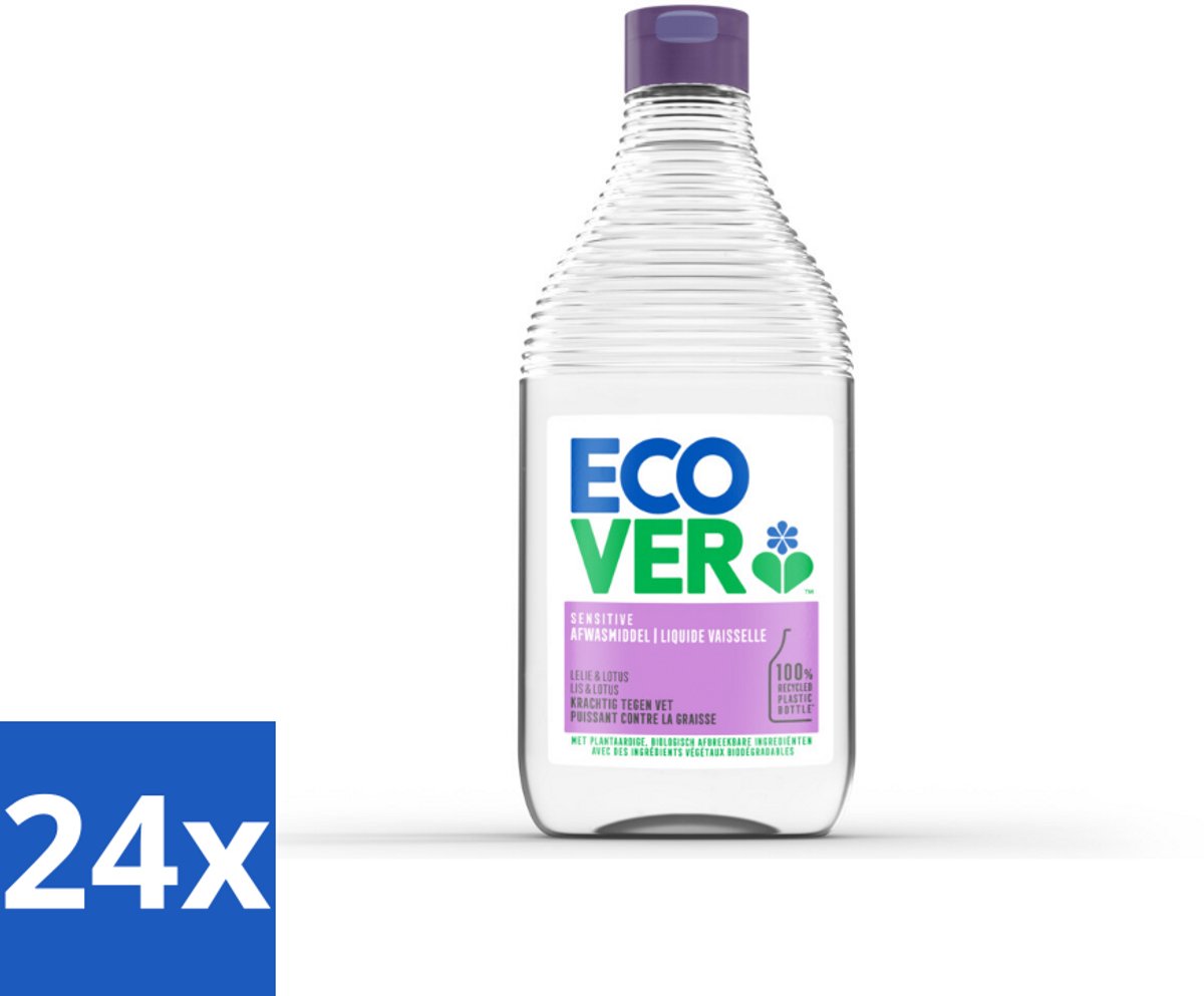 24 x Ecover - Afwasmiddel - Lelie & Lotus - 450 ml - Afwasmiddel - Biologisch Afbreekbaar - Plantaardige Reiniging - Lelie Geur - Lotus Geur
