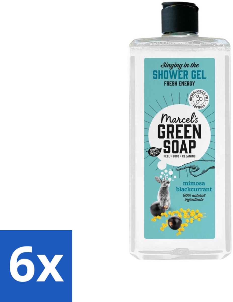6 x Marcel's Green Soap - Douchegel - Mimosa & Zwarte Bes - Verzorgend & zacht - 300 ml - Douchegel - Mimosa - Zwarte Bes - Biologische Douchegel - Vegan Douchegel