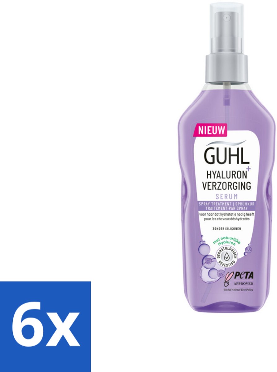 6 x Guhl - Spray - Hyaluron Verzorging - 150 ml - Haarspray - Hyaluronzuur - Hydratatie - Hittebescherming - Droog Haar