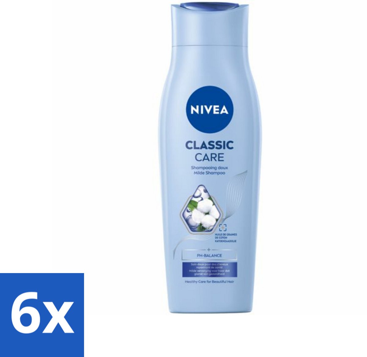 6 x NIVEA - Shampoo - Klassieke Verzorging - Gezonde Zorg - Glanzend Haar - 250 ml - NIVEA Shampoo - Shampoo Voor Het Hele Gezin - Milde Shampoo - Verzorgend Shampoo - Nutri-Essences