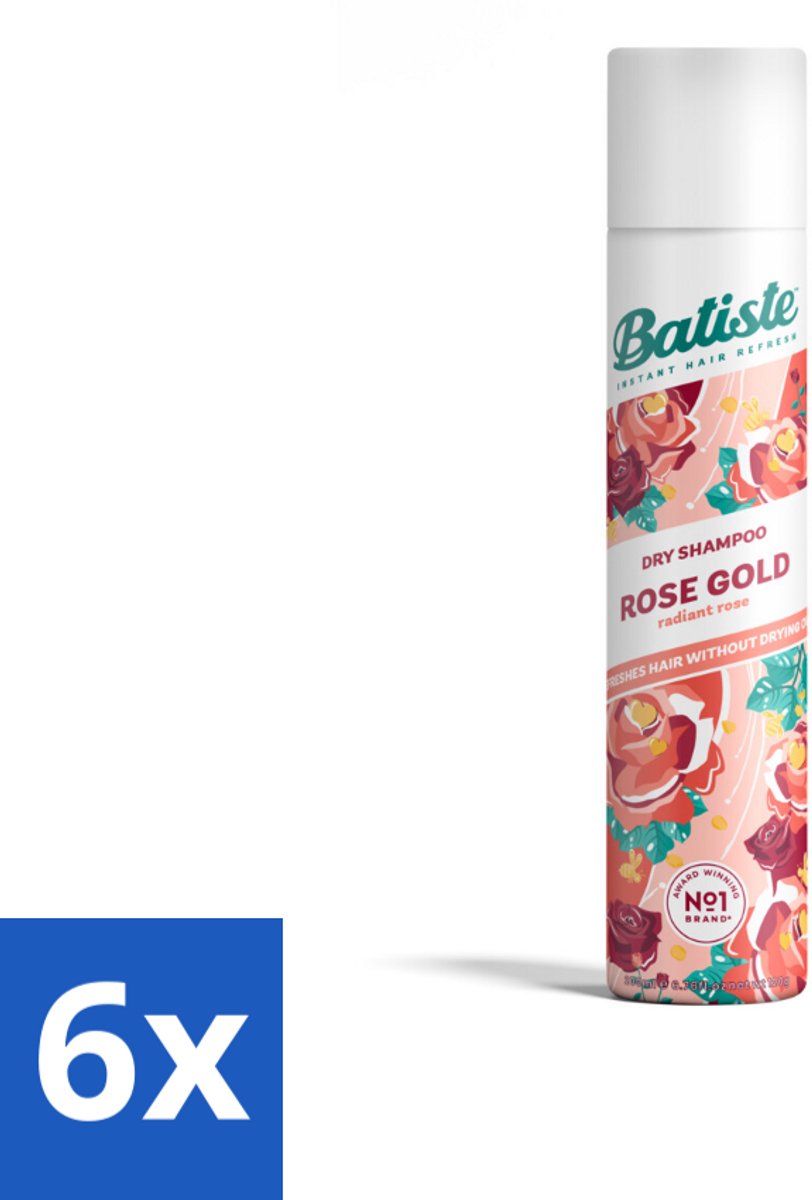 6 x Batiste - Rose Gold - Droogshampoo - Zachte Rozengeur - Verfrist en Zorgt Voor Volume - 200ml - Droogshampoo - Haarverfrissend - Rozengeur - Volume Shampoo - Haar Styling