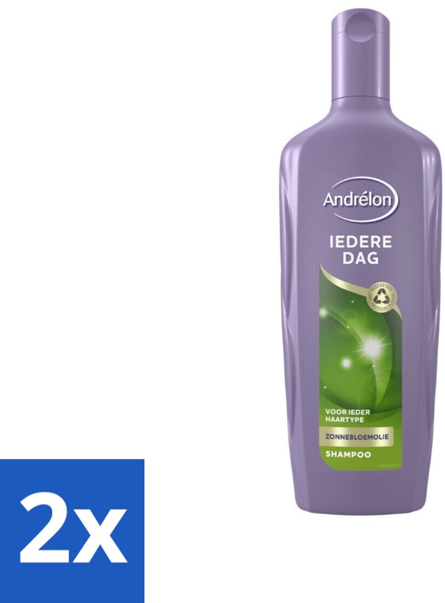 2 x Andrélon - Iedere Dag - Shampoo - 300 ml - Shampoo - Haarverzorging - Dagelijks Gebruik - Zonnebloemolie - Glanzend Haar