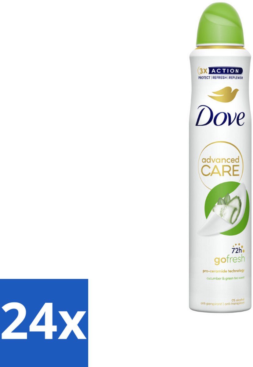 24 x Dove Deodorant Spray - Komkommer & Groene Thee - 200 ml - Dove Deodorant - Antitranspirant - Cucumber & Green Tea - Deodorant Spray - 72 Uur Bescherming