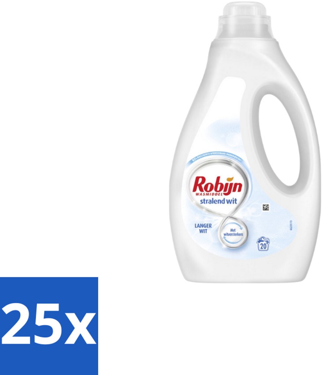Robijn - Stralend Wit - Vloeibaar Wasmiddel - 20 Wasbeurten - Bulkverpakking - 25 stuks