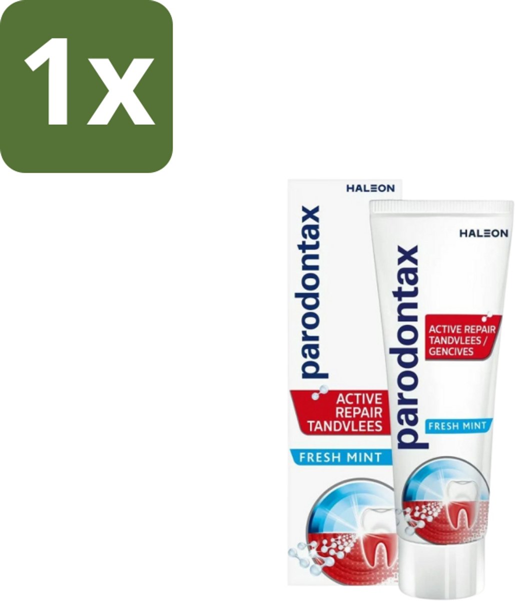 1 x Parodontax - Tandpasta - Active Repair Tandvlees - Fresh Mint - 75 ml - Tandvlees Herstel - Bloedend Tandvlees - Gezwollen Tandvlees - Tandplak Verwijderen - Fluoride Tandpasta