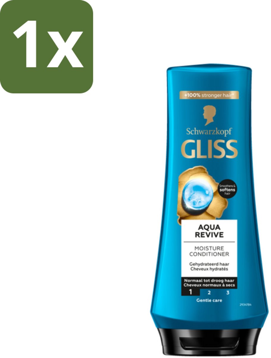 1 x Gliss - Hair Repair - Conditioner Aqua Revive voor Hydraterend en Fris Haar - 200 ml - Haarhydratatie - Droog Haar - Aquaporine Complex - Crèmespoeling - Haarverfrissing