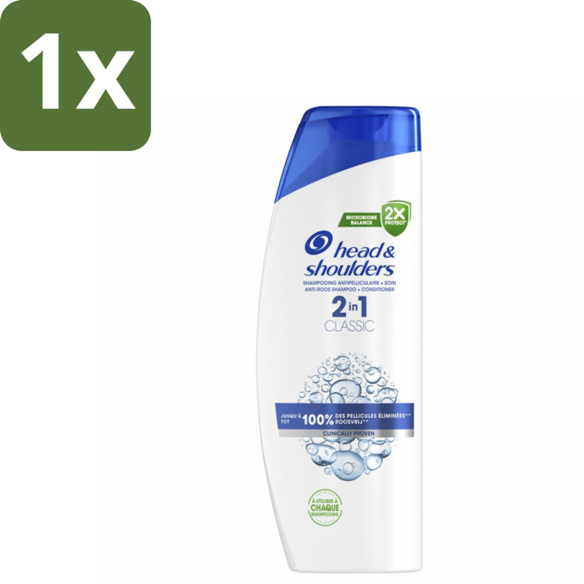 1 x Head & Shoulders - Shampoo - 2-in-1 - Classic - 100% Roosvrij - 400 ml - Anti-roos Shampoo - Roosvrij Haar - 2-in-1 Shampoo Conditioner - Hoofdoorzaak Roos - Droogheid En Jeuk